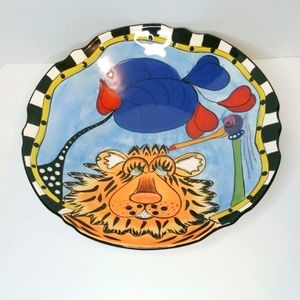 Walter the Tiger Large Ceramic Footed Bowl NIB by Sealed with A Kiss